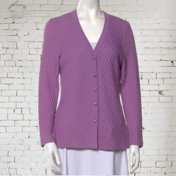 ST. JOHN Vintage Y2K Ribbed Santana Knit Cardigan Sweater - Picture 2 of 12